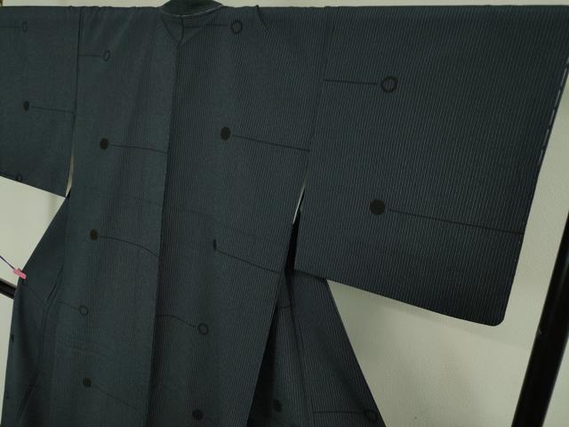 平和屋本店●極上 本塩沢 丸文 縞 逸品 未使用 DZAA5641kh5