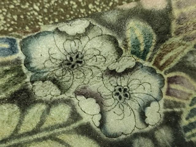 平和屋本店○極上 樋熊哲也 訪問着 辻が花 絞り 手描き 訪問着 金通し