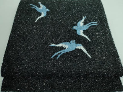 平和屋本店●極上 キモノデザイナー 斉藤上太郎 太鼓柄袋帯 手刺繍 総刺繍 ラメモール織 飛鳥 黒地 逸品 DZAA5662kh5