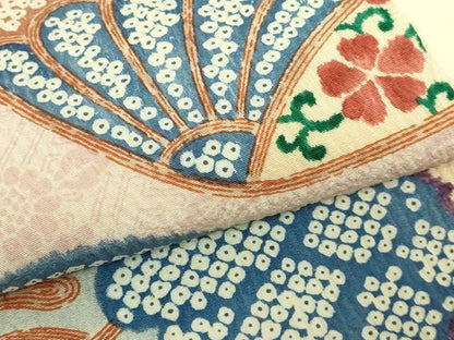平和屋本店■極上　摺型友禅　京都　多ち花　九寸名古屋帯　微不貝に菊　逸品　DZAA5676kh5