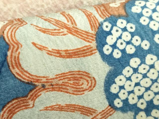 平和屋本店■極上　摺型友禅　京都　多ち花　九寸名古屋帯　微不貝に菊　逸品　DZAA5676kh5