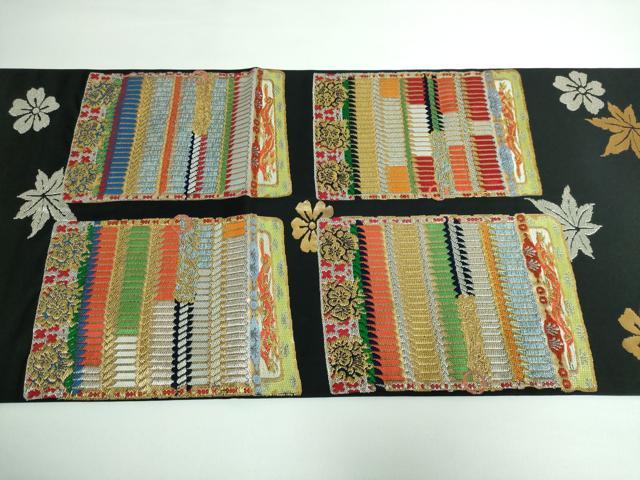 平和屋本店■極上　龍村晋謹製　太鼓柄袋帯　縅毛錦　黒地　金銀糸　逸品　DZAA5681kh5