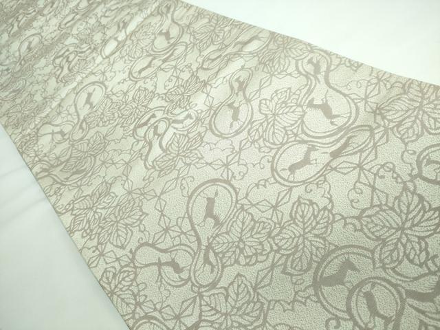 平和屋本店■極上　人間国宝　南部芳松　突彫り　全通柄袋帯　創作絵図　瓢箪に駒　銀糸　逸品　DZAA5688kh5