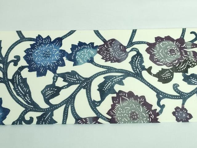 平和屋本店●極上 九寸名古屋帯 紅型 紬地 花唐草 逸品 DZAA5692kh5