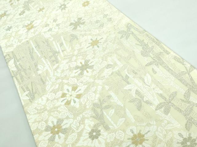 平和屋本店●極上 六通柄袋帯 唐織 新小石丸 プラチナ箔 本金箔 蒸栗色地 逸品 DZAA5700kh5