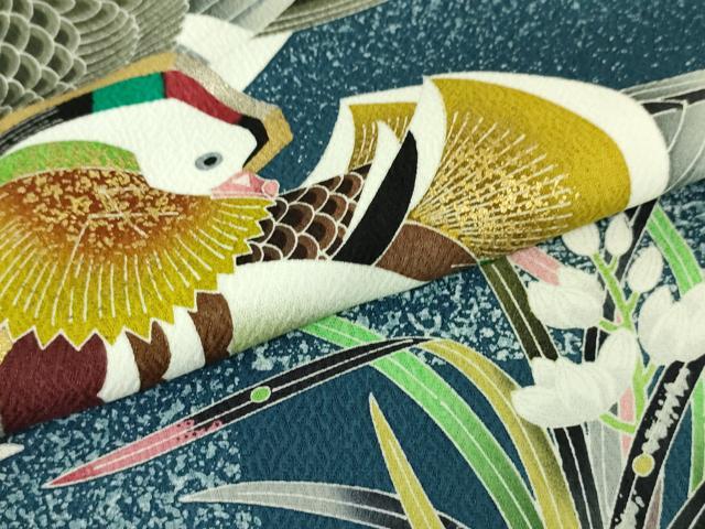 平和屋本店■極上　人間国宝　羽田登喜男　TOKIOetTOKI　訪問着　鴛鴦　花丸文　たたき染め　ロング丈　逸品　DZAA5737kh5