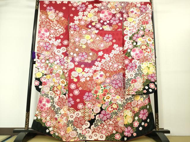 平和屋本店●極上　振袖　駒刺繍　花毬文　暈し染め　金彩　逸品　DZAA5744kh5