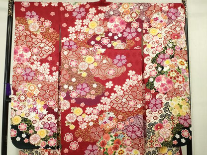 平和屋本店●極上　振袖　駒刺繍　花毬文　暈し染め　金彩　逸品　DZAA5744kh5