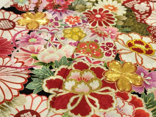 平和屋本店●極上　振袖　駒刺繍　花毬文　暈し染め　金彩　逸品　DZAA5744kh5