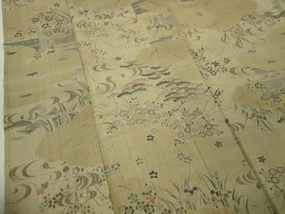 平和屋本店▽極上　染織の名門　しょうざん  生紬　単衣　風景花文　逸品　DZAA5747kh5