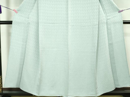 平和屋本店▽極上 博多織 お召 単衣 切子柄 白藍色地 逸品 DZAA5751kh5