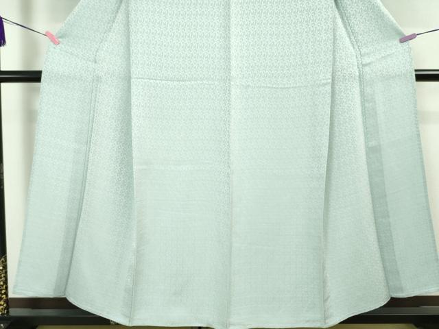 平和屋本店▽極上 博多織 お召 単衣 切子柄 白藍色地 逸品 DZAA5751kh5
