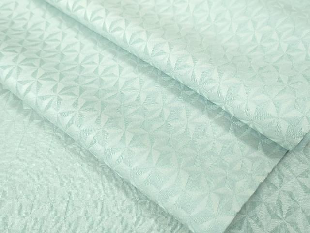 平和屋本店▽極上 博多織 お召 単衣 切子柄 白藍色地 逸品 DZAA5751kh5