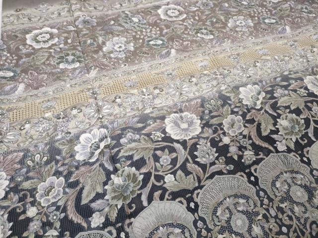 平和屋本店■極上　中国三大刺繍　スワトウ刺繍　汕頭刺繍　総刺繍　訪問着　紬地　更紗花文　逸品　DZAA5757kh5