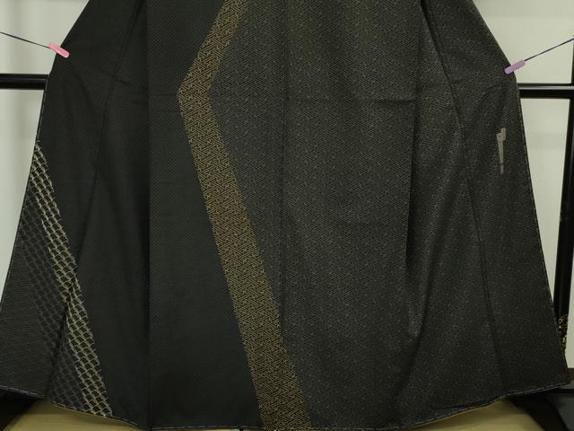 平和屋本店■極上　二代目 川村久太郎　本場大島紬　訪問着　刺し子　刺繍　紗綾形　稲穂　黒地　逸品　未使用　DZAA5766kh5