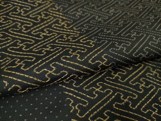 平和屋本店■極上　二代目 川村久太郎　本場大島紬　訪問着　刺し子　刺繍　紗綾形　稲穂　黒地　逸品　未使用　DZAA5766kh5