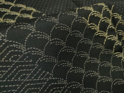 平和屋本店■極上　二代目 川村久太郎　本場大島紬　訪問着　刺し子　刺繍　紗綾形　稲穂　黒地　逸品　未使用　DZAA5766kh5