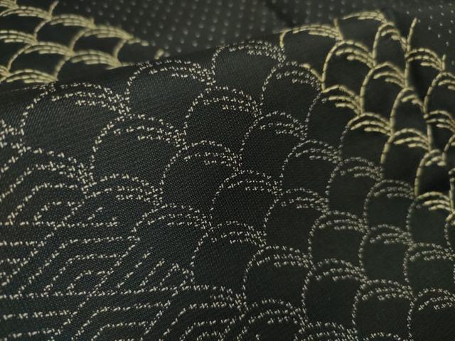 平和屋本店■極上　二代目 川村久太郎　本場大島紬　訪問着　刺し子　刺繍　紗綾形　稲穂　黒地　逸品　未使用　DZAA5766kh5