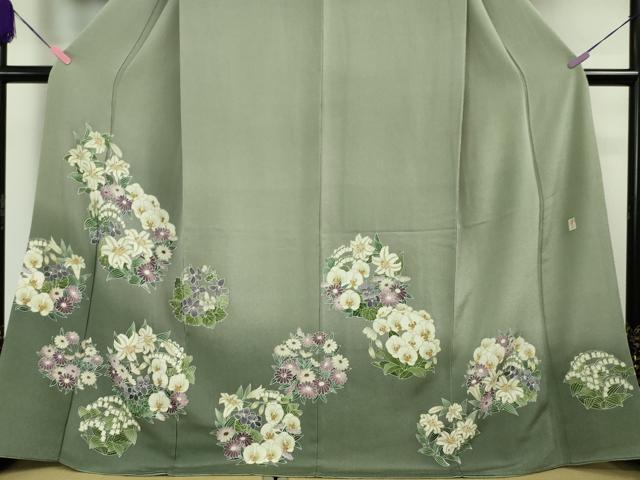 平和屋本店■極上　訪問着　友禅　作家物　花丸文　暈し染め　金彩　鬼しぼ縮緬　逸品　DZAA5773kh5