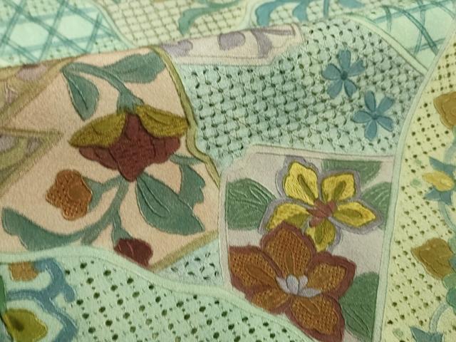 平和屋本店■極上　中国三大刺繍　スワトウ刺繍　汕頭刺繍　総刺繍　訪問着　切嵌花文　逸品　DZAA5780kh5