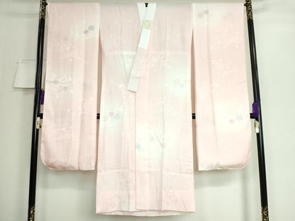 平和屋本店■振袖用長襦袢　無双仕立て　舞花地紋　暈し染め　逸品　未使用　DZAA5791kh5