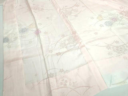 平和屋本店■振袖用長襦袢　無双仕立て　舞花地紋　暈し染め　逸品　未使用　DZAA5791kh5
