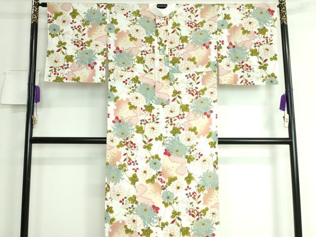 平和屋本店●上質な長襦袢 無双仕立て 雪輪花文 乱菊 逸品 DZAA5792kh5