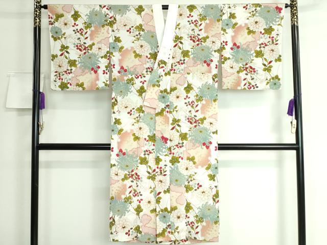 平和屋本店●上質な長襦袢 無双仕立て 雪輪花文 乱菊 逸品 DZAA5792kh5