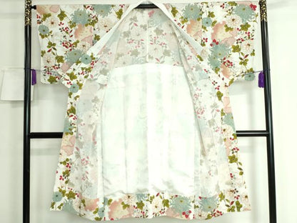 平和屋本店●上質な長襦袢 無双仕立て 雪輪花文 乱菊 逸品 DZAA5792kh5