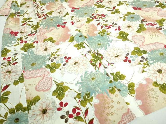 平和屋本店●上質な長襦袢 無双仕立て 雪輪花文 乱菊 逸品 DZAA5792kh5