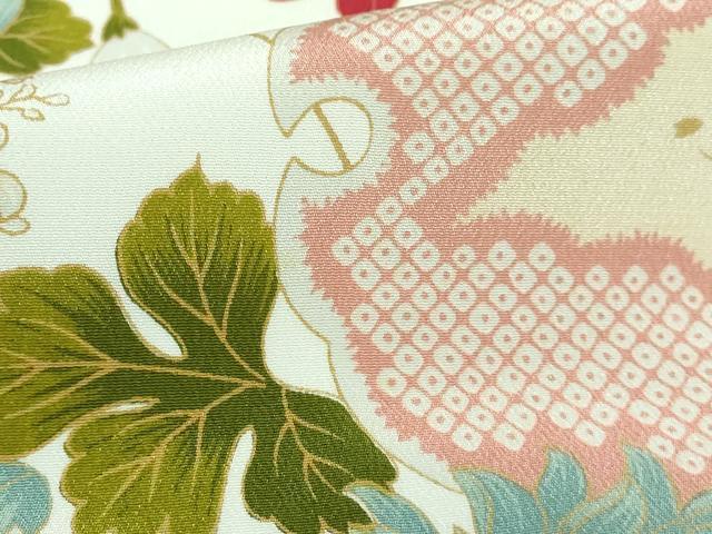 平和屋本店●上質な長襦袢 無双仕立て 雪輪花文 乱菊 逸品 DZAA5792kh5