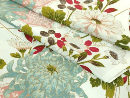 平和屋本店●上質な長襦袢 無双仕立て 雪輪花文 乱菊 逸品 DZAA5792kh5
