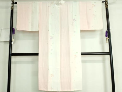 平和屋本店●上質な長襦袢　袷　手描き　枝花文　逸品　DZAA5793kh5