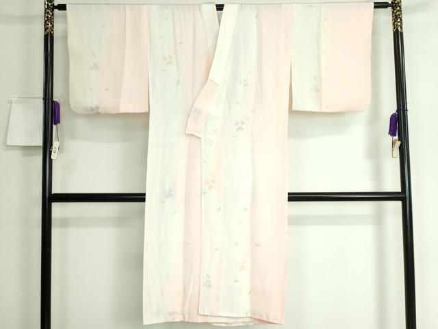 平和屋本店●上質な長襦袢　袷　手描き　枝花文　逸品　DZAA5793kh5