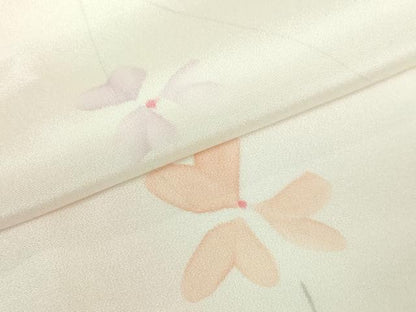 平和屋本店●上質な長襦袢　袷　手描き　枝花文　逸品　DZAA5793kh5