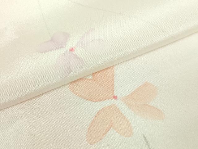 平和屋本店●上質な長襦袢　袷　手描き　枝花文　逸品　DZAA5793kh5