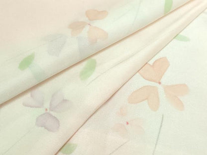 平和屋本店●上質な長襦袢　袷　手描き　枝花文　逸品　DZAA5793kh5