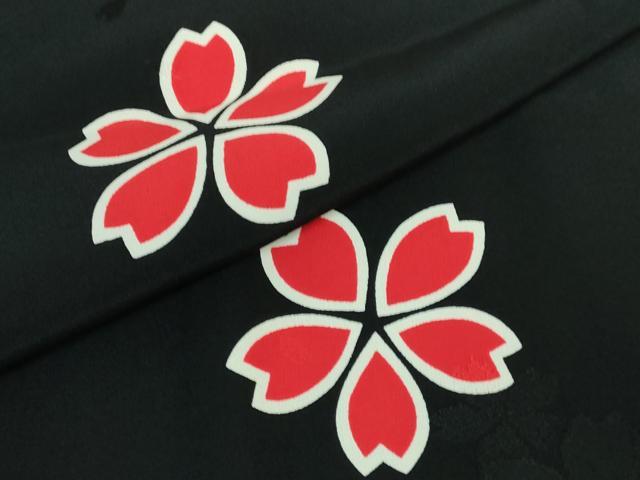 平和屋本店■振袖用長襦袢　無双仕立て　舞桜　黒地　半衿刺繍　逸品　DZAA5797kh5 平和屋本店○振袖用長襦袢 無双仕立て 舞桜 黒地 半衿刺繍 逸品