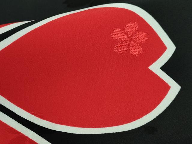 平和屋本店○振袖用長襦袢 無双仕立て 舞桜 黒地 半衿刺繍 逸品