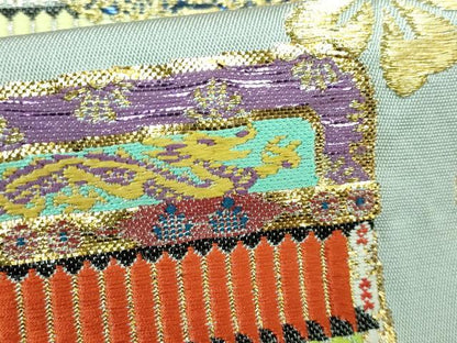 平和屋本店●最高級　龍村平蔵製　本袋帯　威毛錦　希少色　白鼠色地　金銀糸　逸品　DZAA5826kh5