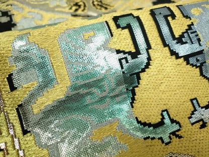 平和屋本店■最高級　龍村平蔵製　六通柄　本袋帯　円文白虎錦　黒地　金銀糸　逸品　DZAA5827kh5