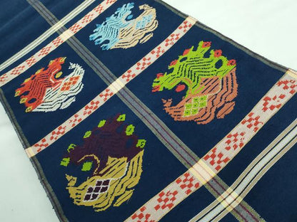 平和屋本店■最高級　龍村平蔵製　太鼓柄　本袋帯　甲比丹孔雀　金銀糸　逸品　DZAA5828kh5
