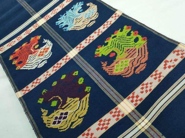 平和屋本店■最高級　龍村平蔵製　太鼓柄　本袋帯　甲比丹孔雀　金銀糸　逸品　DZAA5828kh5