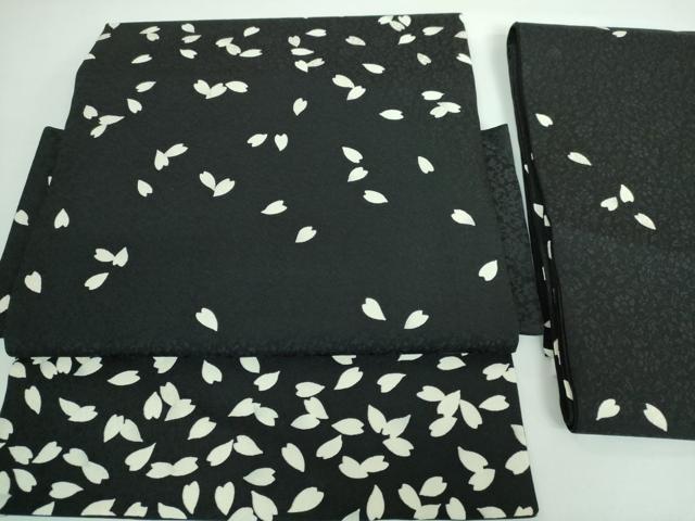 平和屋本店■極上　つけ帯　舞桜　黒地　逸品　未使用　DZAA5840kh5