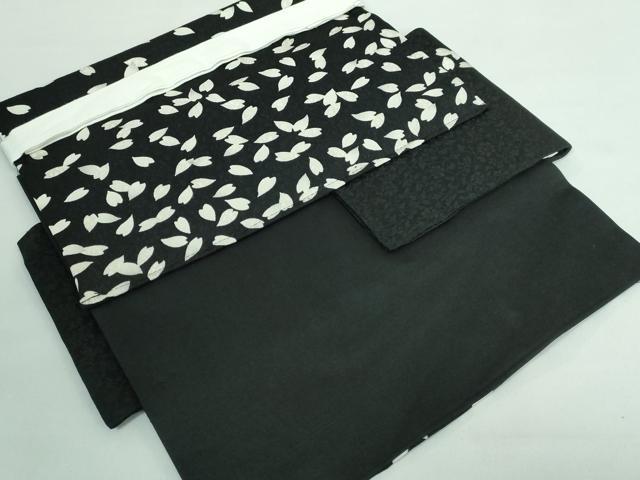 平和屋本店■極上　つけ帯　舞桜　黒地　逸品　未使用　DZAA5840kh5