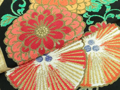 平和屋本店■極上　西陣　川島織物　六通柄　本袋帯　蜀江花文　黒地　金糸　逸品　DZAA5844kh5