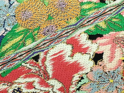 平和屋本店■最高級　龍村平蔵製　丸帯　玉たれの花錦　黒地　金糸　逸品　DZAA5851kh5