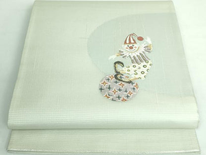 平和屋本店▽極上 太鼓柄袋帯 スリーシーズン帯 ピエロ 金糸 逸品 DZAA5870kh5