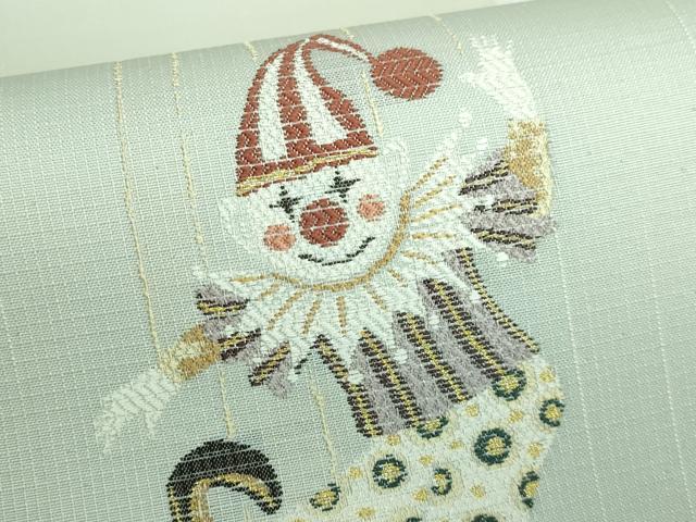 平和屋本店▽極上 太鼓柄袋帯 スリーシーズン帯 ピエロ 金糸 逸品 DZAA5870kh5