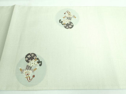 平和屋本店▽極上 太鼓柄袋帯 スリーシーズン帯 ピエロ 金糸 逸品 DZAA5870kh5